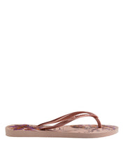 Load image into Gallery viewer, HAVAIANA SLIM ORGANIC ROSE GOLD METALLIC THONGS
