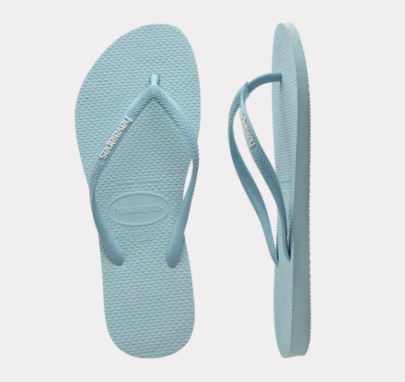 HAVAIANA SLIM RUBBER LOGO SKY BLUE THONGS