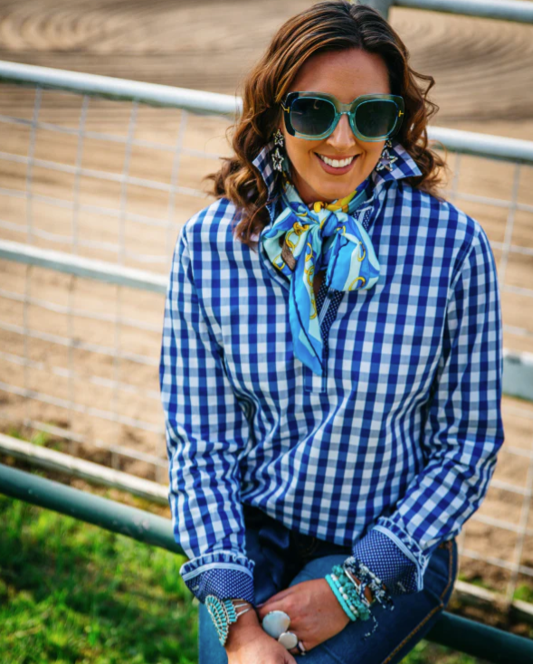 HITCHLEY HARROW BIG ROYAL BLUE GINGHAM CHECK LOOSE FIT SHIRT