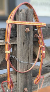 Toprail Hermann Oak Headstall With Barbwire Stamp Browband