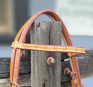 Toprail Hermann Oak Headstall With Barbwire Stamp Browband