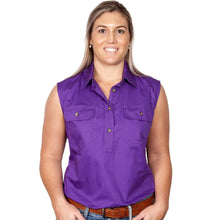Load image into Gallery viewer, Just Country Womens Kerry Sleeveless 1/2 Button Workshirt
