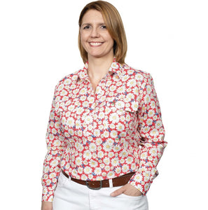 JUST COUNTRY WOMENS GEORGIE HALF BUTTON PRINT WORKSHIRT