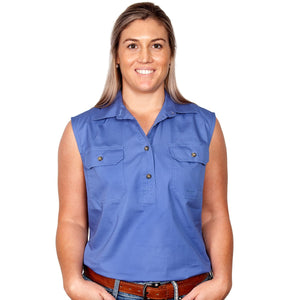 JUST COUNTRY WOMENS KERRY SLEEVELESS 1/2 BUTTON
