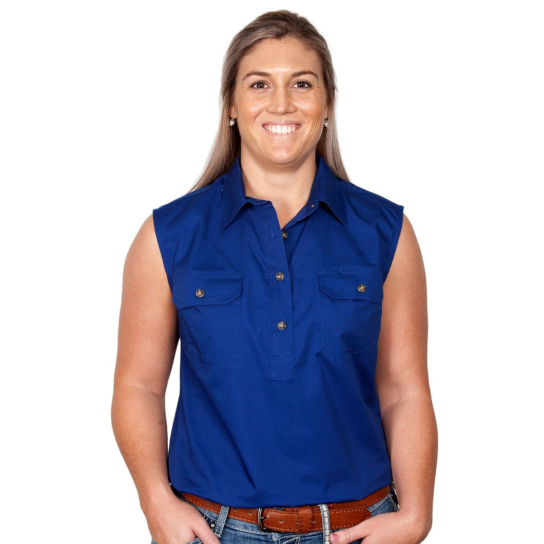 JUST COUNTRY WOMENS KERRY SLEEVELESS 1/2 BUTTON