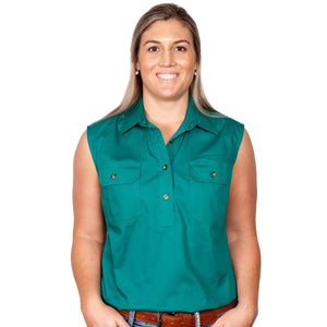 JUST COUNTRY WOMENS KERRY SLEEVELESS 1/2 BUTTON