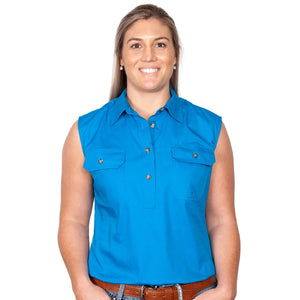JUST COUNTRY WOMENS KERRY SLEEVELESS 1/2 BUTTON