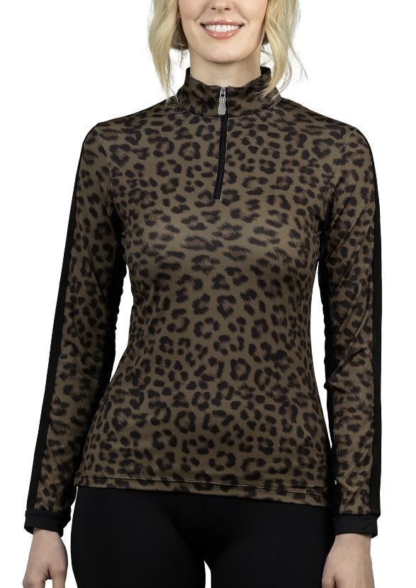 KASTEL OLIVE ANIMAL PRINT LONG SLEEVE SHIRT