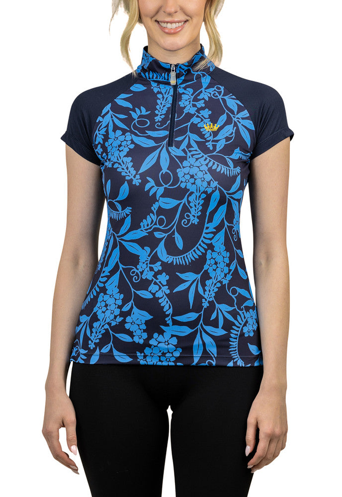 KASTEL NAVY CLIMBING VINE CAP SLEEVE SHIRT