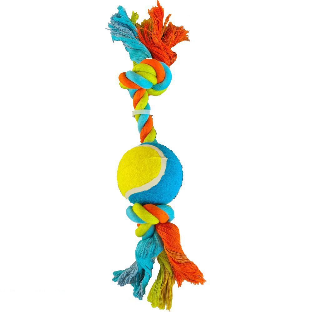 KNOTS OF FUN ROPE BONE WITH TENNIS BALL