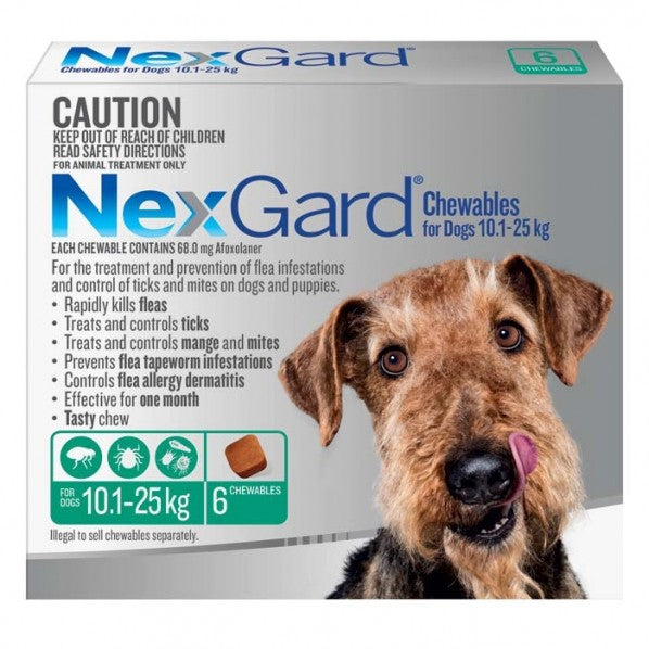 NEXGARD DOG FLEA TICK CHEWABLE 10.1-25KG
