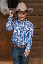 Load image into Gallery viewer, PURE WESTERN BOYS BOLT CHECK WESTERN LONG SLEEVE SHIRT
