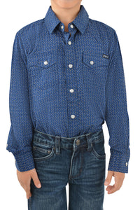 Pure Western Boys Duke Print Western Long Sleeve Shirt
