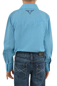 PURE WESTERN BOYS ROY PRINT WESTERN LONG SLEEVE SHIRT