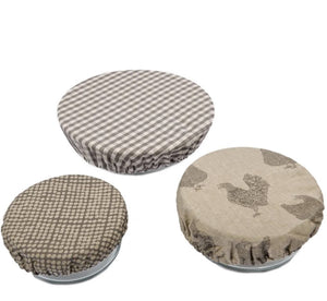 RAINE & HUMBLE SPECKLED GINHAM ASSORTED FOOD COVER SET