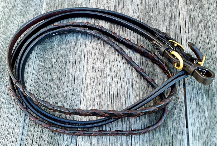 TOPRAIL EQUINE JOINED LEATHER SHOW REINS