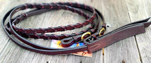 Load image into Gallery viewer, Toprail Lace Plait Split Leather Reins with End Flapper
