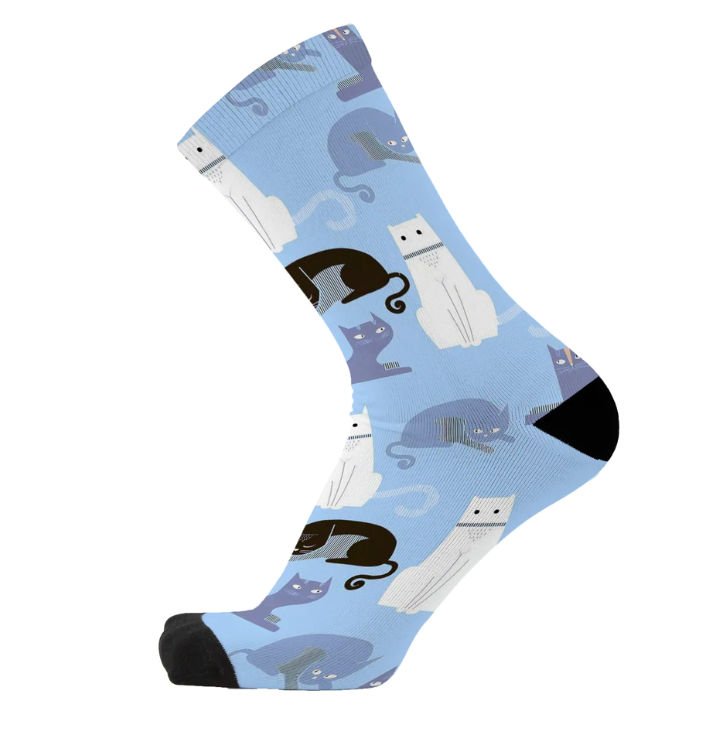 RED FOX SOCKS BLUE KITTY CATS