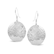 Load image into Gallery viewer, S &amp; S 925 SS BEATEN CIRCLE DISC EARRINGS
