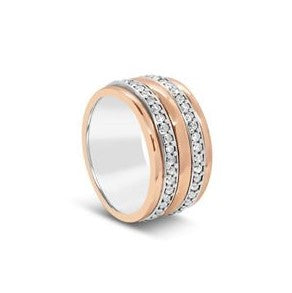 S & S 925 SS COPPER CZ SPIN RING