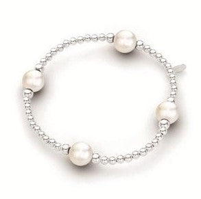S & S SS ELASTIC BALL BRACELET WITH PEARL 3MM