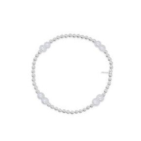 SS ELASTIC BALL WITH PEARL BRACELET 3MM