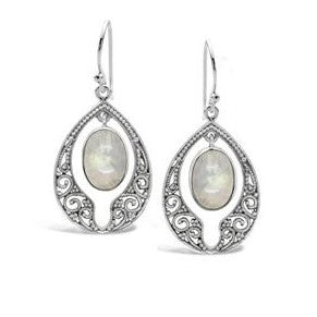 S & S 925 SS MOONSTONE AND PATTERN EARRINGS