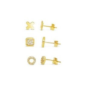 S & S 925 SS YELLOW GOLD CZ STUD PACK