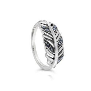 S & S 925 SS MARCASITE LEAF RING