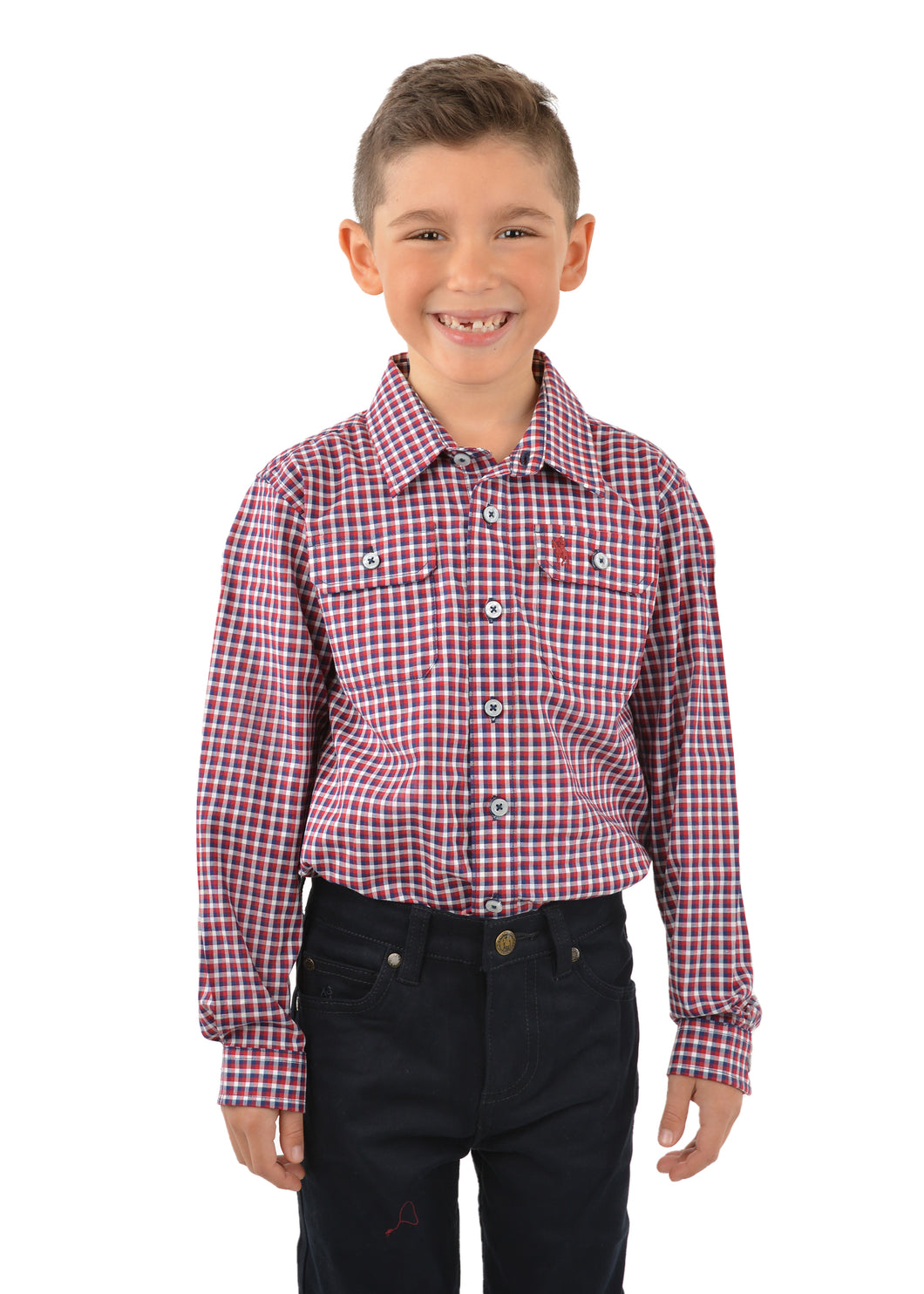 THOMAS COOK BOYS HUME CHECK 2-POCKET LONG SLEEVE SHIRT