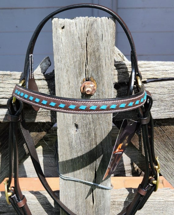 TOPRAIL BARCCO BRIDLE WITH TURQUOISE STITCH