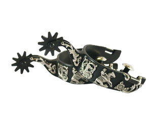 Toprail Black Satin Floral Reining Spur
