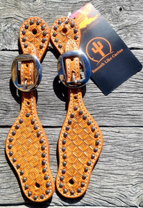 Toprail Kids Spur Straps With Tooling & Sun Spots