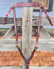 Load image into Gallery viewer, TOPRAIL LEATHER BREASTPLATE WITH PINK BEADING
