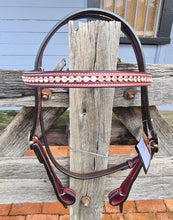 Load image into Gallery viewer, TOPRAIL LEATHER BRIDLE WITH PINK BEADING
