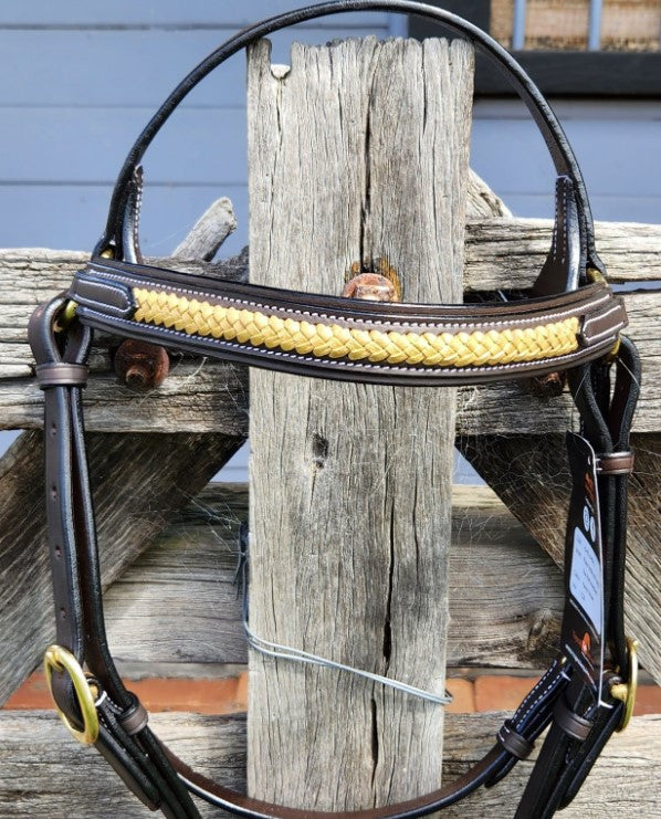 TOPRAIL GOLD PLAIT BROWBAND BRIDLE