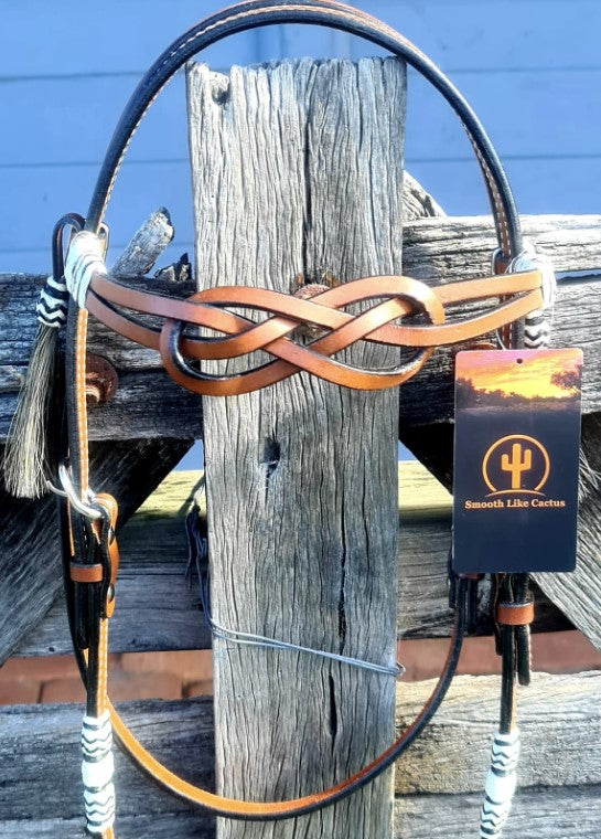 TOPRAIL RAWHIDE KEEPER & TASSLES BRIDLE