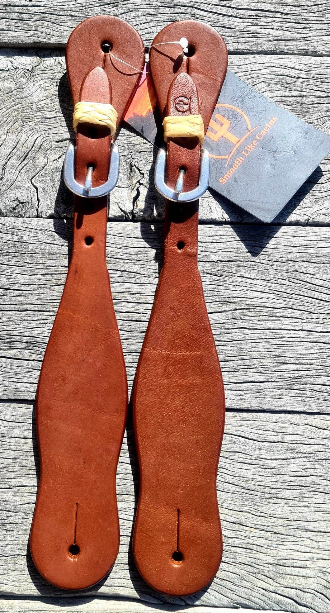 Toprail Rawhide Spur Straps With Keeper