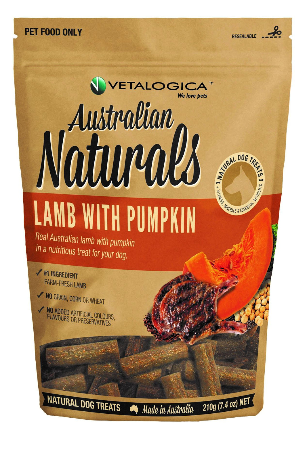 VETALOGICA AUSTRALIAN NATURALS LAMB & PUMPKIN DOG TREATS