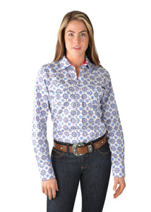 Wrangler Womens Martine Print Long Sleeve Western Shirt